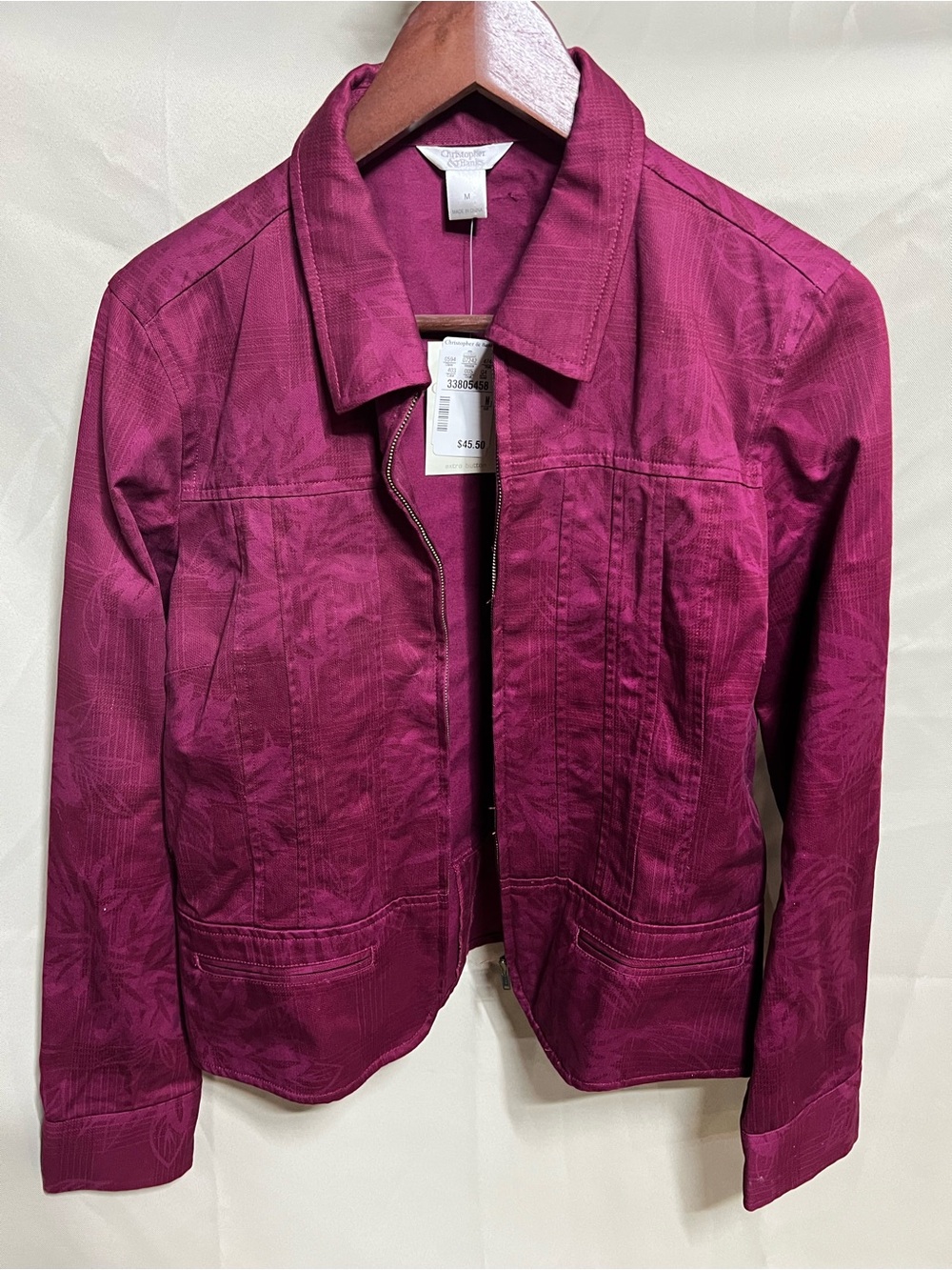 Christopher & Banks Raspberry Zip-Front Blazer